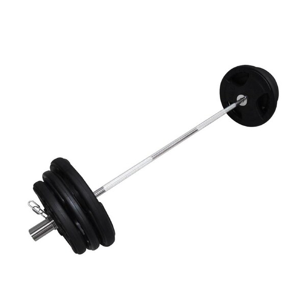Total 54kg - 150cm Olympic Barbell Bar Weight Set - Rubber Coated Weight Plate
