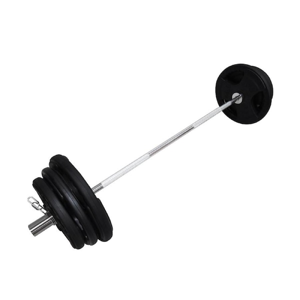 Total 74kg - 150cm Olympic Barbell Bar Weight Set - Rubber Coated Weight Plate