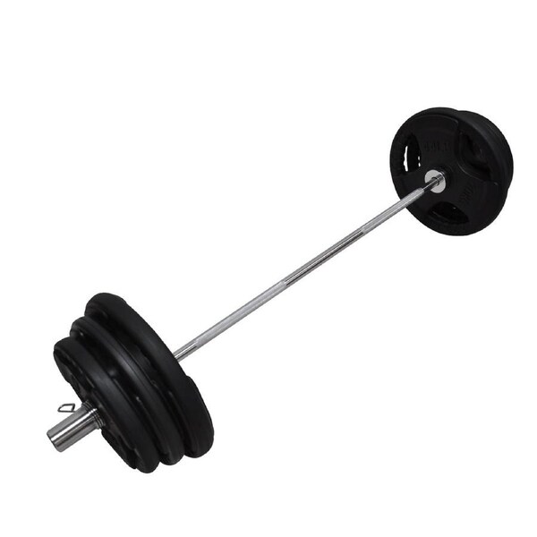 Total 99kg - 150cm Olympic Barbell Bar Weight Set - Rubber Coated Weight Plate