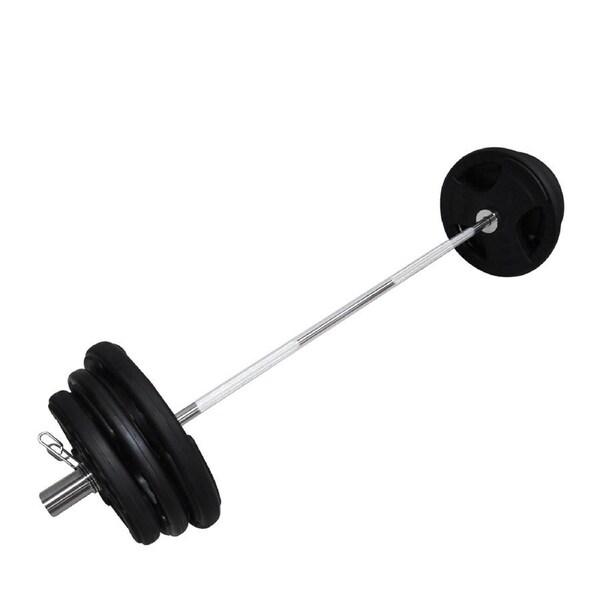 Total 77kg - 180cm Olympic Barbell Weight Set - Rubber Coated Weight Plate