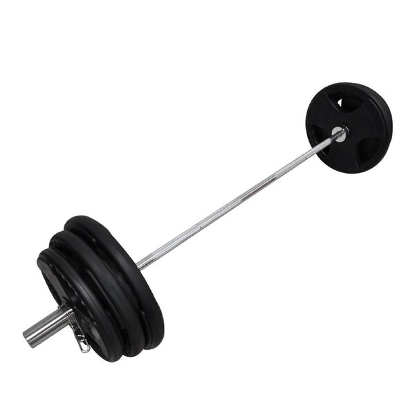 Total 132kg - 180cm Olympic Barbell Weight Set - Rubber Coated Weight Plate