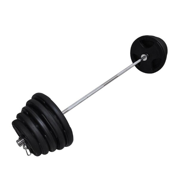 Total 127kg - 180cm Olympic Barbell Weight Set - Rubber Coated Weight Plate