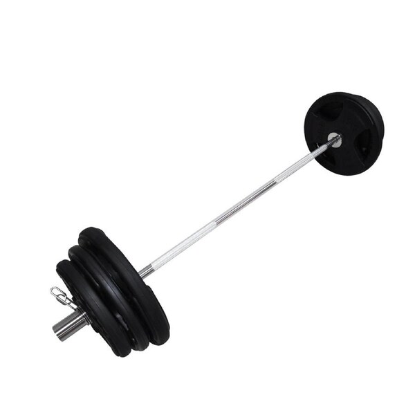 Total 61kg - 220cm Olympic Barbell Weight Set - Rubber Coated Weight Plate