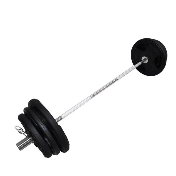 Total 81kg - 220cm Olympic Barbell Weight Set - Rubber Coated Weight Plate