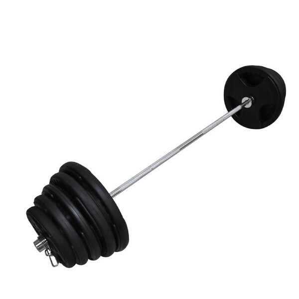 Total 131kg - 220cm Olympic Barbell Weight Set - Rubber Coated Weight Plate