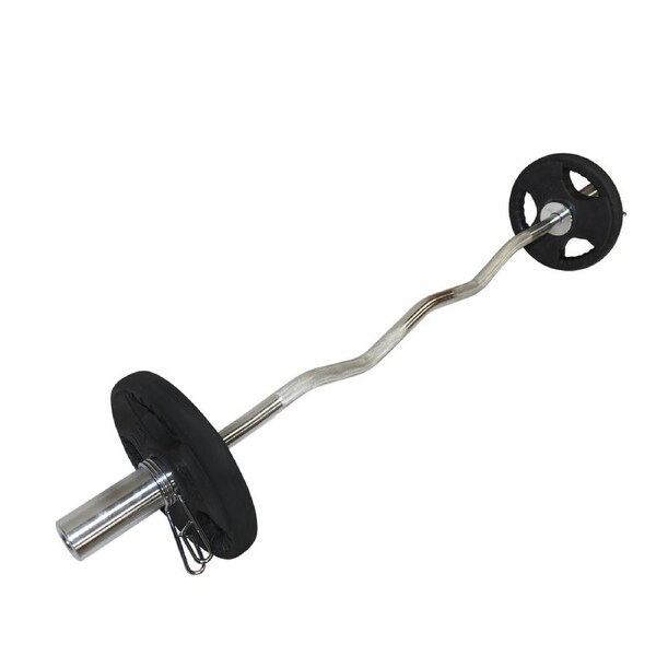 Total 16kg - 120cm Olympic Curl Barbell Weight Set - Rubber Coated Weight Plate