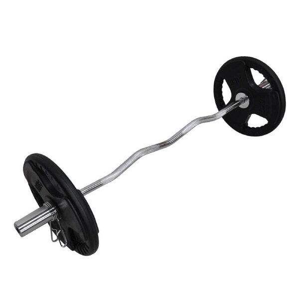 Total 36kg - 120cm Olympic Curl Barbell Weight Set - Rubber Coated Weight Plate