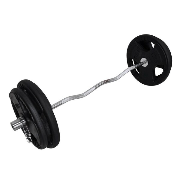 Total 76kg - 120cm Olympic Curl Barbell Weight Set - Rubber Coated Weight Plate