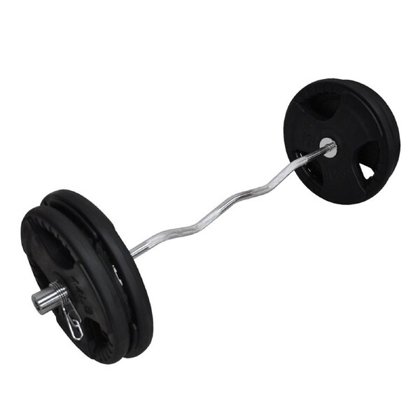 Total 96kg - 120cm Olympic Curl Barbell Weight Set - Rubber Coated Weight Plate