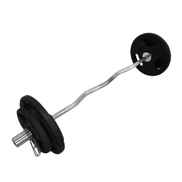 Total 36kg - 120cm Olympic Curl Barbell Weight Set - Rubber Coated Weight Plate