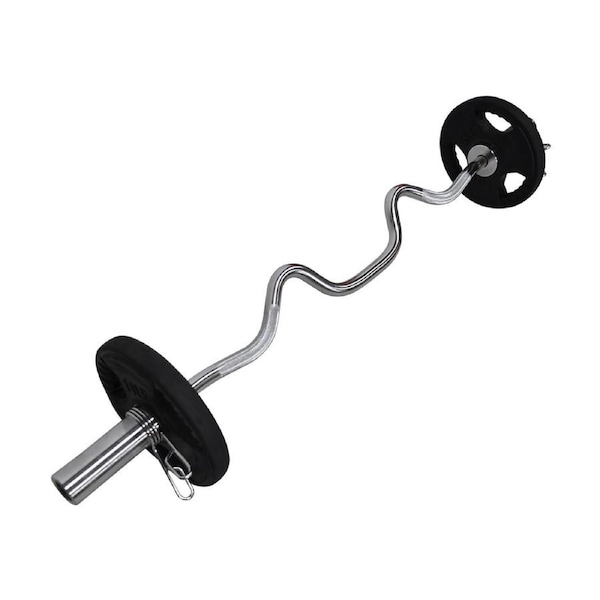 Total 17kg - 120cm Olympic Super Curl Barbell Weight Set - Rubber Coated Plate