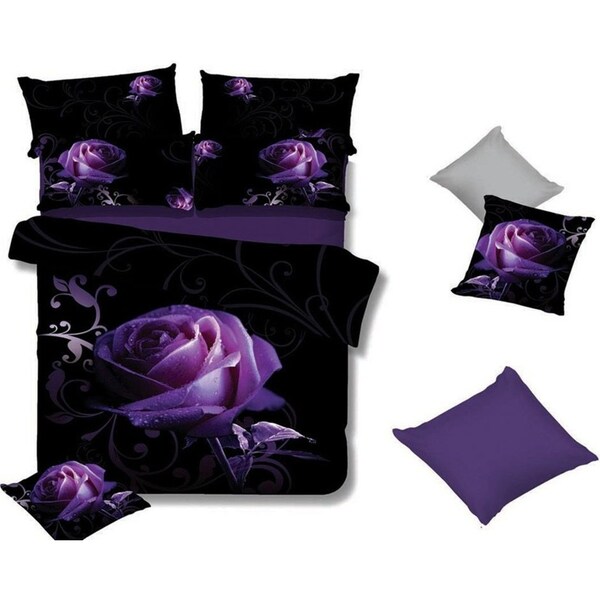 Rose Quilt/Doona/Duvet Cover Set (Double Size) Purple