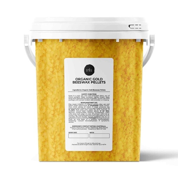 Orku 500g Organic Beeswax Pellets Yellow Tub - Cosmetic Grade Bees Wax Pastilles