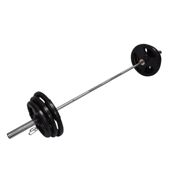 Total 136kg - 220cm Olympic Barbell Bar Weight Set - a Pair Free Spring Collars
