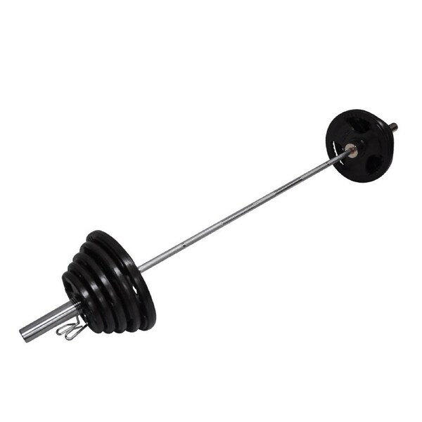 Total 131kg - 220cm Olympic Barbell Bar Weight Set - a Pair Free Spring Collars
