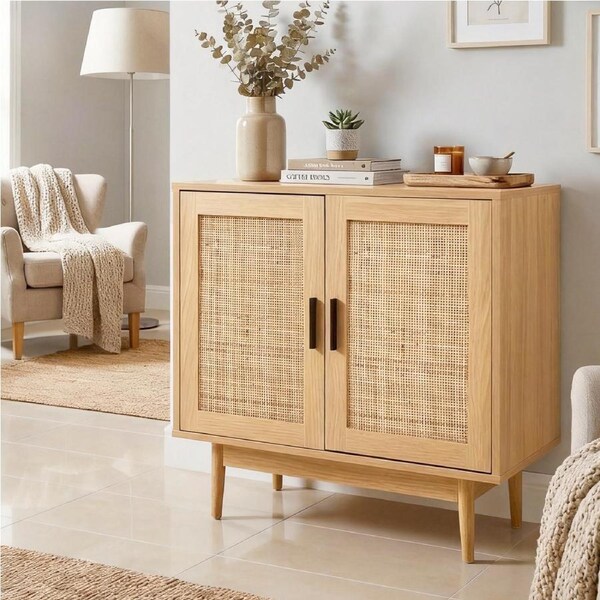 2 Doors Artiss Rattan Buffet Sideboard Cabinet Cupboard