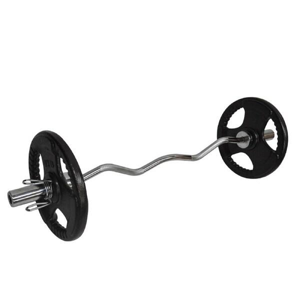 36kg Olympic Barbell Bar Weight Set - 120cm Curl Bar + 30kg Olympic Weight Plate