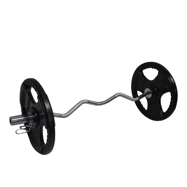 56kg Olympic Barbell Bar Weight Set - 120cm Curl Bar + 50kg Olympic Weight Plate