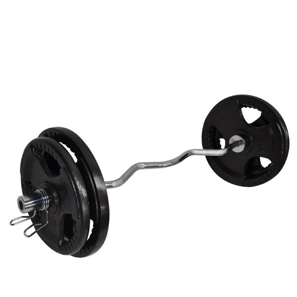 76kg Olympic Barbell Bar Weight Set - 120cm Curl Bar + 70kg Olympic Weight Plate