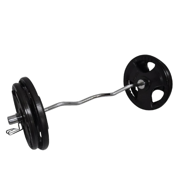 96kg Olympic Barbell Bar Weight Set - 120cm Curl Bar + 90kg Olympic Weight Plate