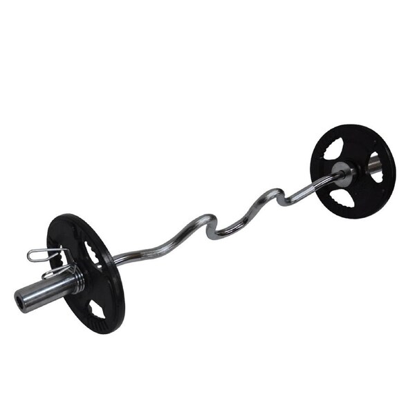 22kg Olympic Barbell Weight Set - 120cm Super Curl Bar + 15kg Weight Plates Home Gym