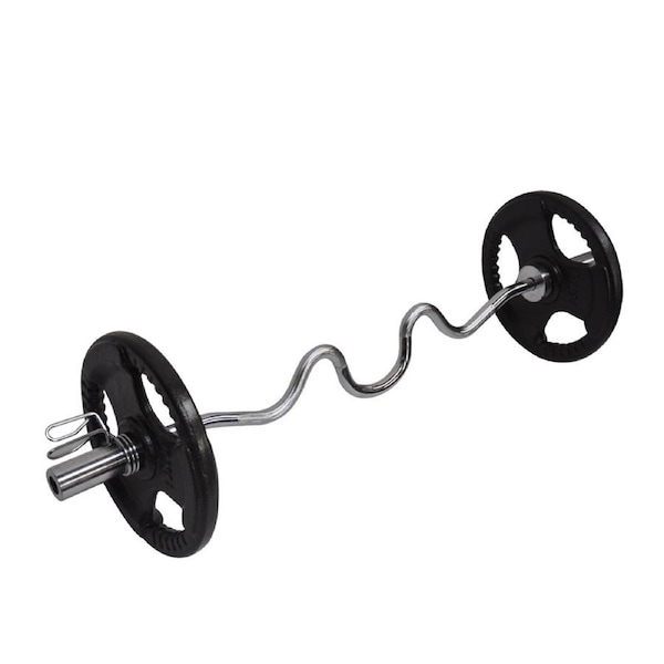 37kg Olympic Barbell Weight Set - 120cm Super Curl Bar + 30kg Weight Plates Home Gym