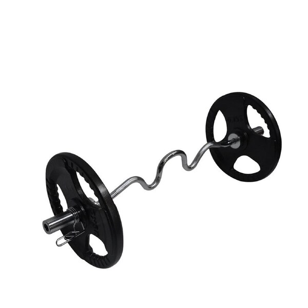 57kg Olympic Barbell Weight Set - 120cm Super Curl Bar + 50kg Weight Plates Home Gym