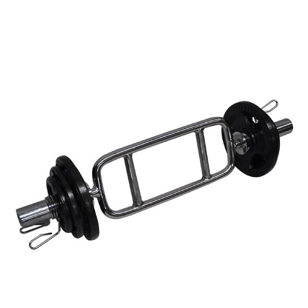 25.5kg Olympic Barbell Weight Set - Tricep Bar +17.5kg Iron Ez Grip Weight Plate