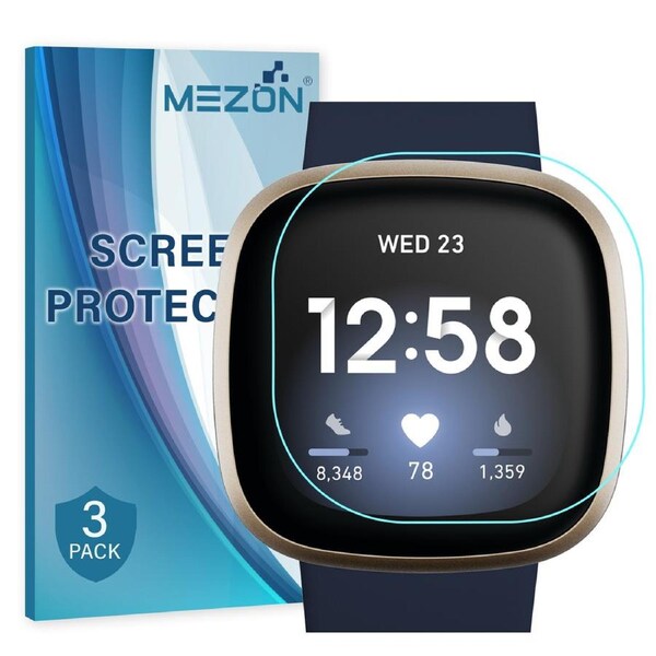 [3 Pack] Fitbit Versa 3 Ultra Clear Screen Protector TPU Film for Fitness Tracker by MEZON – High Protection, Shock Absorption (Versa 3, Clear) – FREE EXPRESS