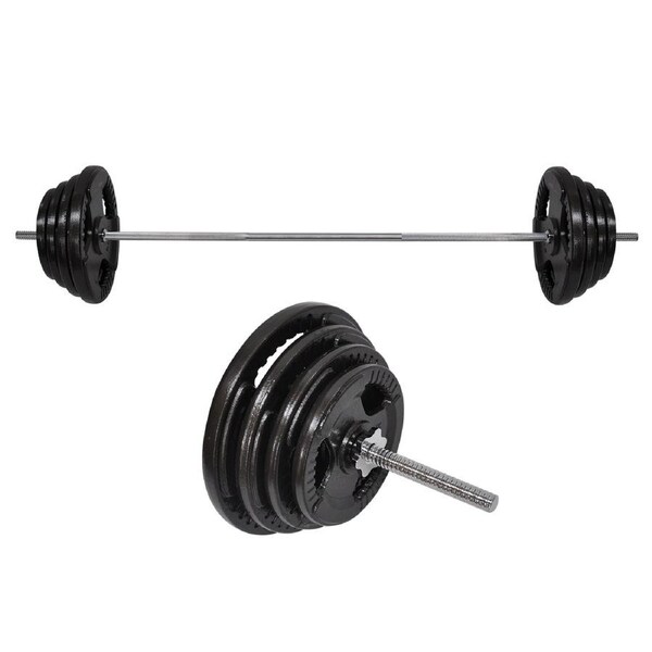 83kg - 198cm Barbell Bar Weight Set + 75kg Ez Grip Cast Iron Weight Plate