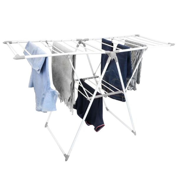 Boxsweden 21 Rail Foldable Clothes Airer Folding Hanger/Drying Rack Stand White