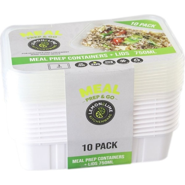 10pc Lemon & Lime 750ml Meal Prep Reusable Containers/Food Storage Assorted