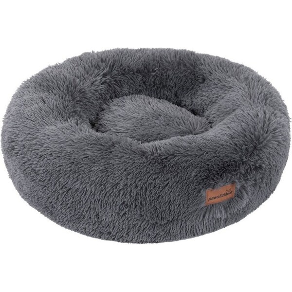Paws & Claws 50cm x 50cm Small Calming Plush Pet/Dog Round Bed/Mattress Grey