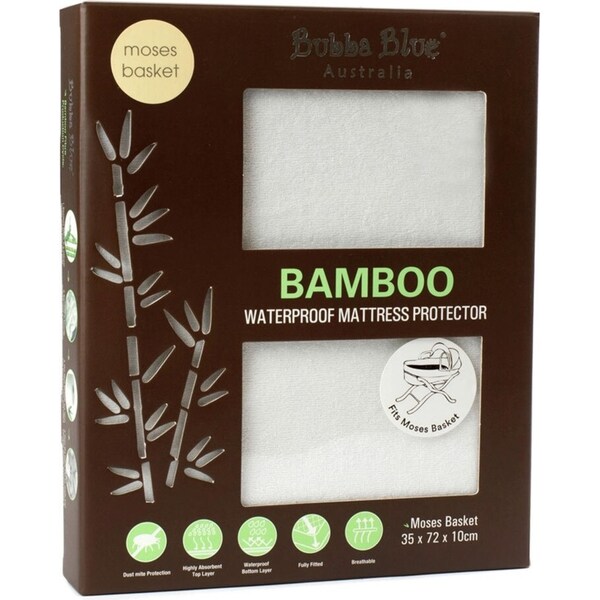 Bubba Blue Bamboo Waterproof Mattress Protector Fitted Cover for Moses Basket WH