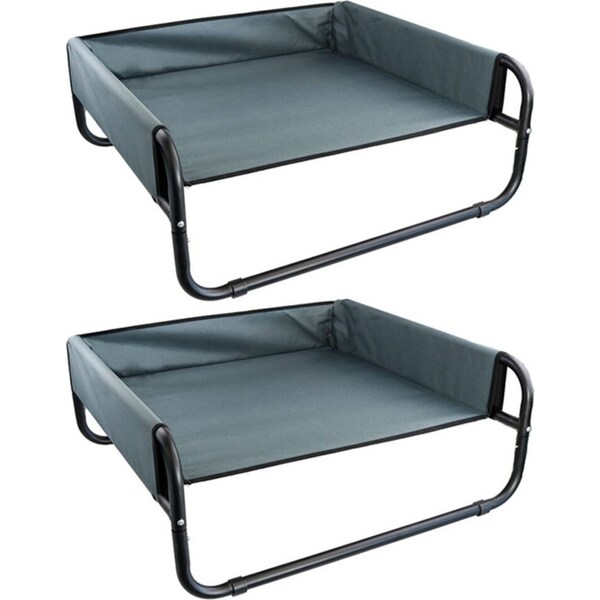 2x Paws & Claws 56cm Heavy Duty Elevated Walled Dogs/Pets Durable Bed Small Grey