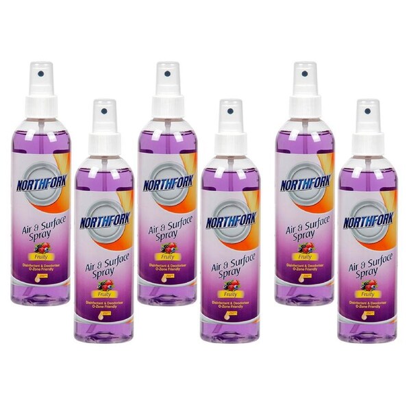 6PK Northfork 250ml Air & Surface Disinfectant Deodoriser Cleaner Spray Fruity