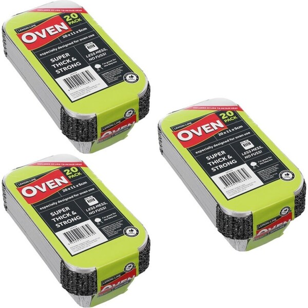 60pc Lemon & Lime 20cm Disposable BBQ/Oven Food Storage Foil Container w/Lid