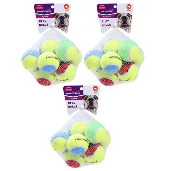 24pc Paws & Claws 6cm Tennis Balls Non Toxic Dogs/Pets/Puppy Toys Assort Colours