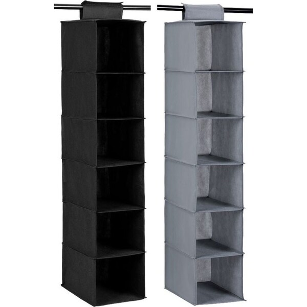 2x Boxsweden Mode 105cm 6 Compartment Wardrobe Clothes Storage Organiser Assort