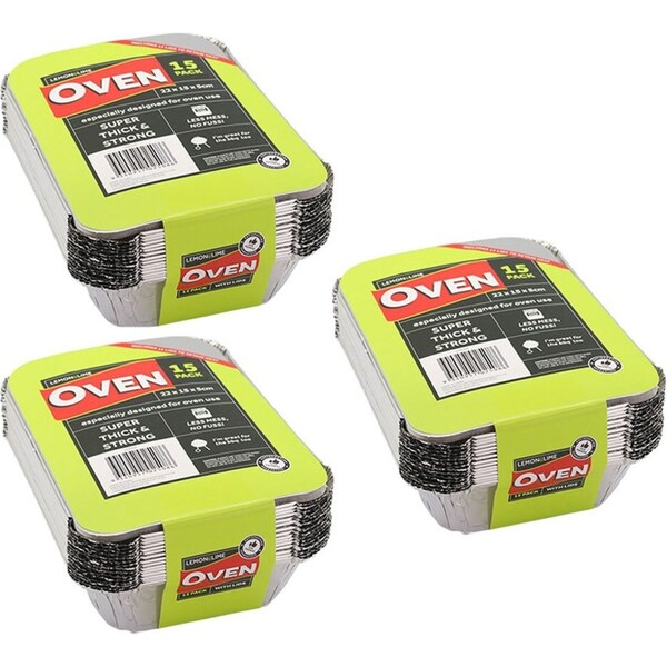 45pc Lemon & Lime 22cm Heavy Duty Oven/BBQ Food Disposable Foil Container w/ Lid