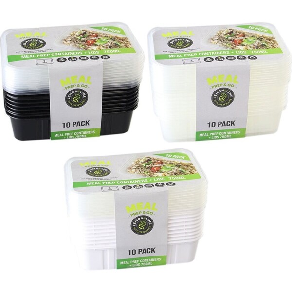 3x 10pc Lemon & Lime 750ml Meal Prep Reusable Containers/Food Storage Assorted
