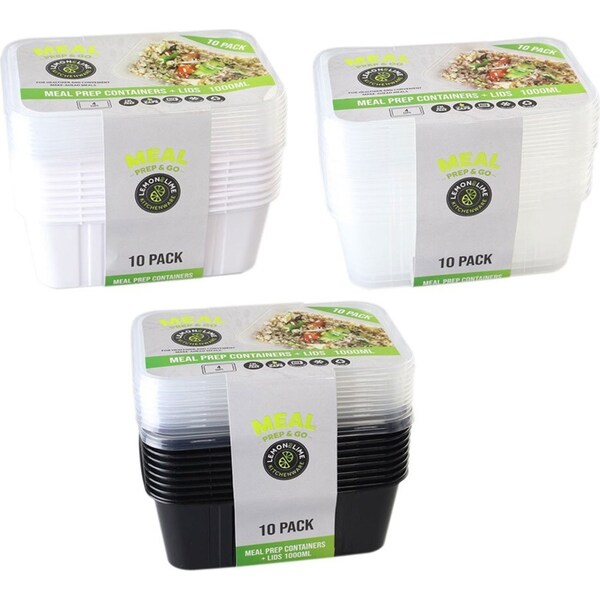3x 10pc Lemon & Lime 1000ml Meal Prep Reusable Containers/Food Storage Assorted