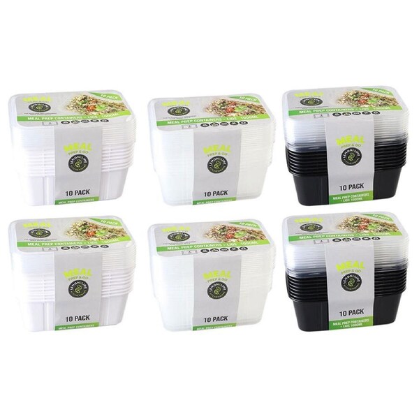 6x 10pc Lemon & Lime 1000ml Meal Prep Reusable Containers/Food Storage Assorted