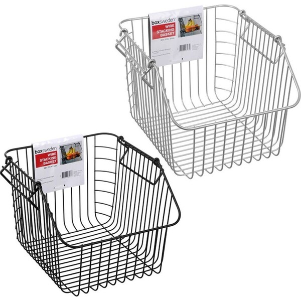 2x Boxsweden 28cm Wire Stackable/Stacking Fruits/Veggies Storage Basket Asst.