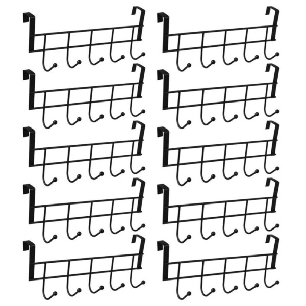 10x Boxsweden 5 Hooks Over Door Hook Hanger Storage Hanging Holder Organiser BK