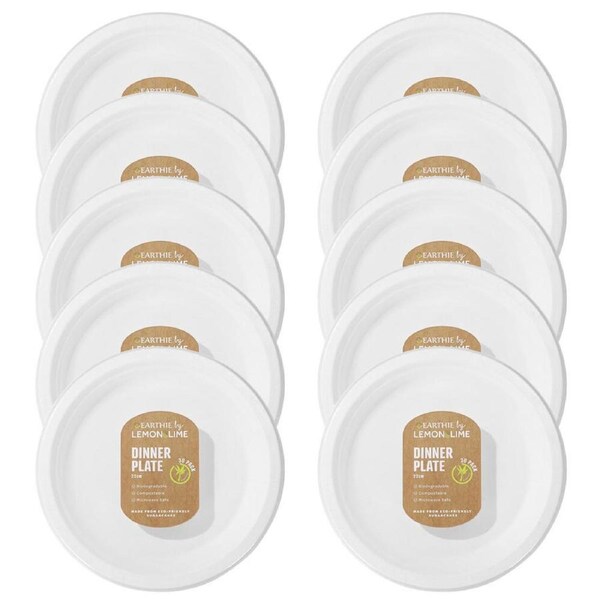 300pc Lemon & Lime Eco/Biodegradable/Compostable Disposable 23cm Dinner Plate WH