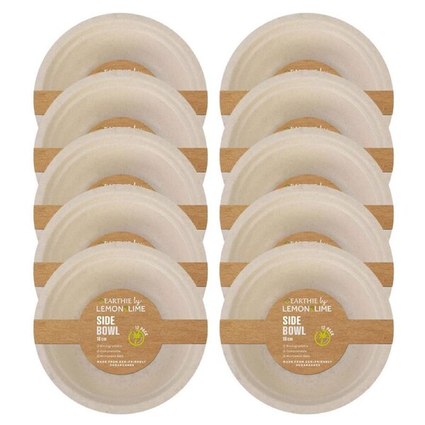 120pc Lemon & Lime Eco-Friendly/Biodegradable Disposable 18cm Side Bowl Natural
