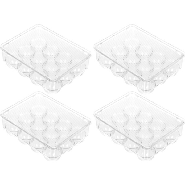 4x Boxsweden Crystal 12 Eggs Plastic Storage Rack Container/Holder Fridge Case