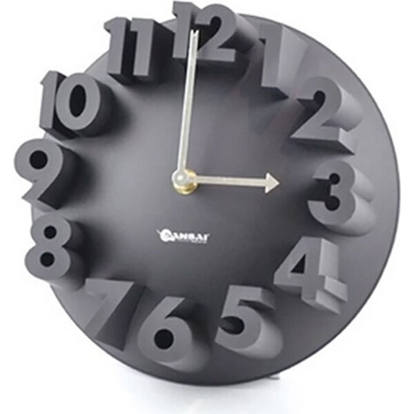 3D Artistic Wall Clock 22cm x 8cm Time/Quartz/Analogue Home/Room Decor Assorted