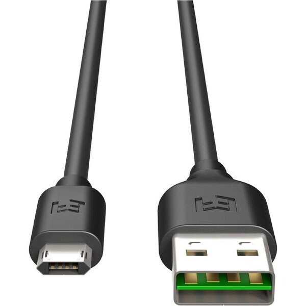 EFM Flipper Reversible Micro USB to USB-A Cable 2m Black Phone Charging Cable